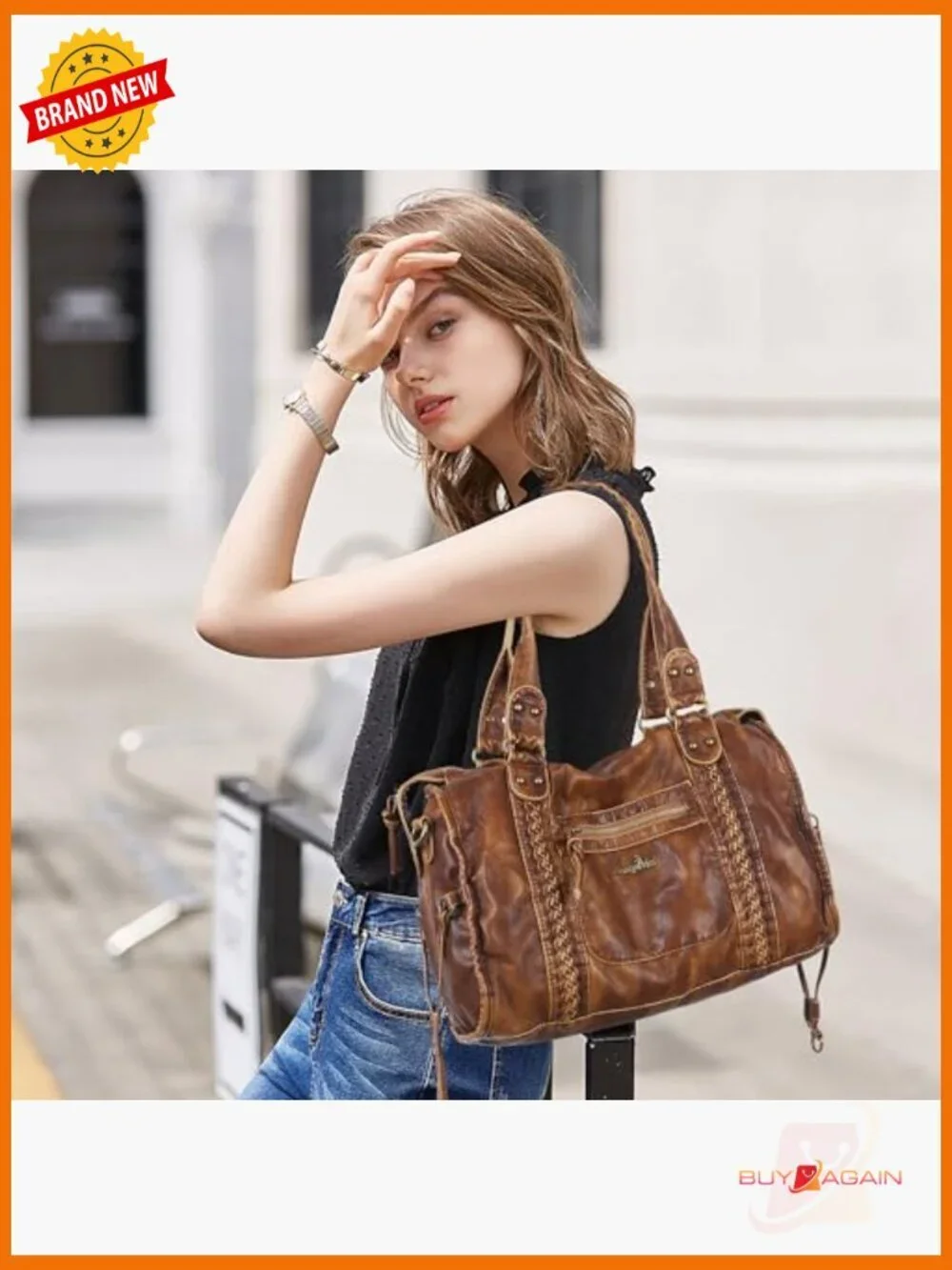 Vegan Leather Large Hobo Satchel Tote Shoulder Bag for Women